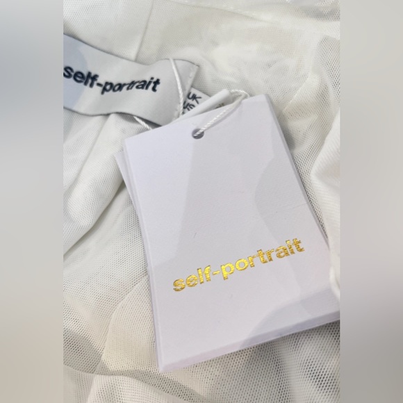 Self Portrait White Guipure Lace Tiered Off Shoulder Mini Dress - Picture 5 of 7